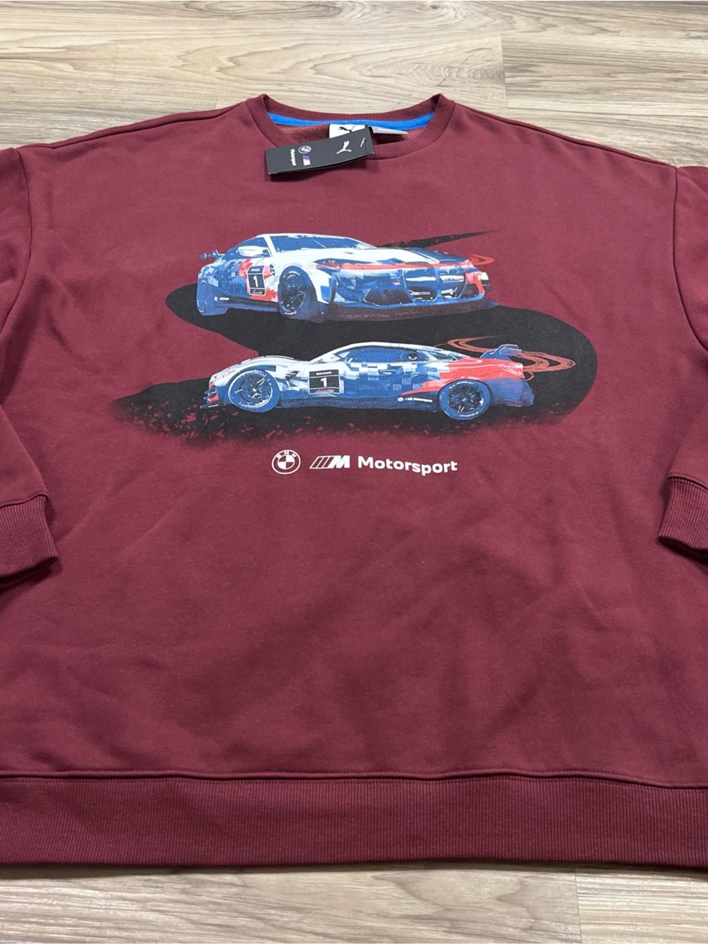 Puma BMW Motorsport MMS Graphic Burgundy Sweatshirt Men’s Large 632593-05 NWT$80